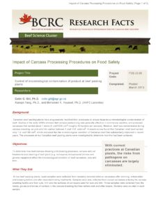 Fact Sheet: Impact of carcass processing procedures on food safety